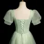 Chic / Beautiful Sage Green Prom Dresses 2024 A-Line / Princess Square Neckline Puffy Short Sleeve Backless Floor-Length / Long Prom Formal Dresses