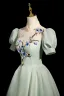 Chic / Belle Vert Cendré En Dentelle Fleur Robe De Bal 2024 Princesse Col Haut Gonflée Manches Courtes Dos Nu Longue Promo Robe De Ceremonie