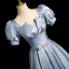 Élégant Bleu Noeud Ceinture Robe De Bal 2024 Princesse Encolure Carrée Gonflée Manches Courtes Dos Nu Longue Promo Robe De Ceremonie