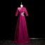 Vintage / Retro Purple Rhinestone Lace Flower Prom Dresses 2024 A-Line / Princess High Neck Short Sleeve Floor-Length / Long Prom Formal Dresses