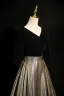 Elegante Schwarz Glanz Ballkleider 2024 A Linie Rückenfreies Lange V-Ausschnitt Festliche Kleider Ball Kurze Ärmel