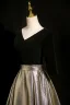 Elegante Schwarz Glanz Ballkleider 2024 A Linie Rückenfreies Lange V-Ausschnitt Festliche Kleider Ball Kurze Ärmel
