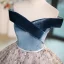 Elegant Ocean Blue Multi-Colors Sequins Prom Dresses 2023 Ball Gown Off-The-Shoulder Sleeveless Backless Floor-Length / Long Formal Dresses
