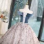 Elegant Ocean Blue Multi-Colors Sequins Prom Dresses 2023 Ball Gown Off-The-Shoulder Sleeveless Backless Floor-Length / Long Formal Dresses