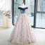 Elegant Ocean Blue Multi-Colors Sequins Prom Dresses 2023 Ball Gown Off-The-Shoulder Sleeveless Backless Floor-Length / Long Formal Dresses