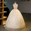 Vintage / Retro Champagne Sequins Leaf Prom Dresses 2023 Ball Gown Strapless Sleeveless Backless Floor-Length / Long Prom Formal Dresses