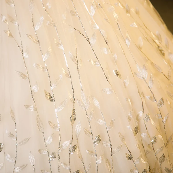 Vintage / Retro Champagne Sequins Leaf Prom Dresses 2023 Ball Gown Strapless Sleeveless Backless Floor-Length / Long Prom Formal Dresses