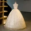 Vintage / Retro Champagne Sequins Leaf Prom Dresses 2023 Ball Gown Strapless Sleeveless Backless Floor-Length / Long Prom Formal Dresses