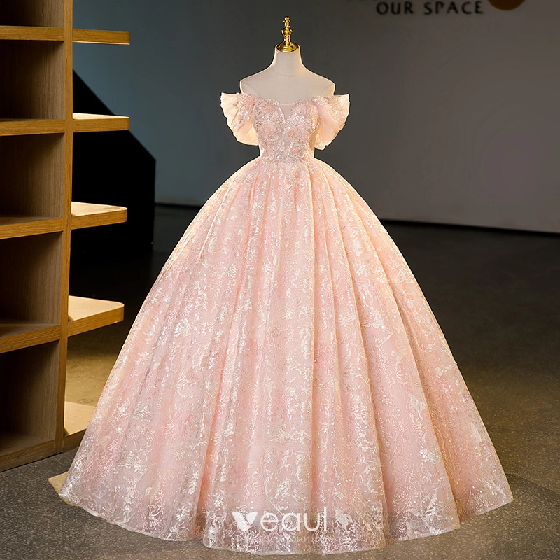 rose gold short quinceanera dresses Sweetheart Glitter Quinceanera Dress by Fiesta Gowns 56387 4 / Rose Gold/Gold