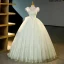 Charming Sage Green Sequins Rhinestone Prom Dresses 2023 Ball Gown Off-The-Shoulder Tassel Sleeveless Backless Floor-Length / Long Prom Formal Dresses