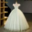 Charming Sage Green Sequins Rhinestone Prom Dresses 2023 Ball Gown Off-The-Shoulder Tassel Sleeveless Backless Floor-Length / Long Prom Formal Dresses