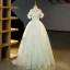 Charming Sage Green Sequins Rhinestone Prom Dresses 2023 Ball Gown Off-The-Shoulder Tassel Sleeveless Backless Floor-Length / Long Prom Formal Dresses