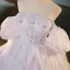 Charmant Lavande Volants en Cascade Faux Diamant Paillettes Robe De Bal 2023 Robe Boule Encolure Carrée Manches Courtes Dos Nu Longue Promo Robe De Ceremonie
