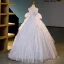 Charmant Lavande Volants en Cascade Faux Diamant Paillettes Robe De Bal 2023 Robe Boule Encolure Carrée Manches Courtes Dos Nu Longue Promo Robe De Ceremonie
