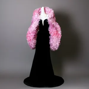 Sexy Svart Med Sjal Appliques Fløyel Ballkjoler 2025 Trompet Havfrue Strapless Uten Ermer Ryggløse Feie Tog Formelle Kjoler