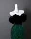 Charming Dark Green Tassel Velvet Prom Dresses 2025 Trumpet / Mermaid Off-The-Shoulder Short Sleeve Backless Sweep Train Formal Dresses