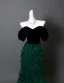Charming Dark Green Tassel Velvet Prom Dresses 2025 Trumpet / Mermaid Off-The-Shoulder Short Sleeve Backless Sweep Train Formal Dresses