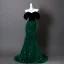 Charming Dark Green Tassel Velvet Prom Dresses 2025 Trumpet / Mermaid Off-The-Shoulder Short Sleeve Backless Sweep Train Formal Dresses