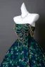 Fancy Dark Green Beading Pearl Floral Prom Dresses 2025 Ball Gown Strapless Sleeveless Backless Floor-Length / Long Formal Dresses