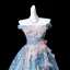 Flower Fairy Sky Blue Beading Appliques Sequins Prom Dresses 2025 Ball Gown Off-The-Shoulder Sleeveless Backless Court Train Formal Dresses