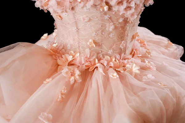 Luxus / Herrlich Rosa Perlenstickerei Perle Applikationen Ballkleider 2025 Ballkleid Bandeau Ärmellos Rückenfreies Lange Festliche Kleider