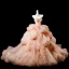 Luxus / Herrlich Rosa Perlenstickerei Perle Applikationen Ballkleider 2025 Ballkleid Bandeau Ärmellos Rückenfreies Lange Festliche Kleider