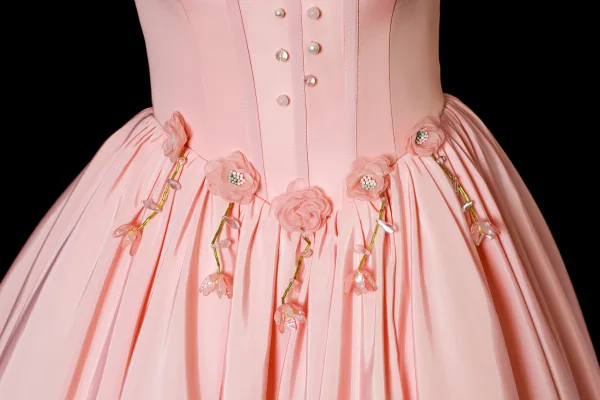Elegante Rosa Perle Applikationen Satin Ballkleider 2025 Ballkleid Eckiger Ausschnitt Kurze Ärmel Rückenfreies Lange Festliche Kleider
