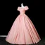 Elegante Rosa Perle Applikationen Satin Ballkleider 2025 Ballkleid Eckiger Ausschnitt Kurze Ärmel Rückenfreies Lange Festliche Kleider