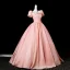 Elegante Rosa Perle Applikationen Satin Ballkleider 2025 Ballkleid Eckiger Ausschnitt Kurze Ärmel Rückenfreies Lange Festliche Kleider