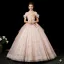 Blumenfee Rosa Perlenstickerei Pailletten Applikationen Ballkleider 2025 Ballkleid Off Shoulder Kurze Ärmel Rückenfreies Lange Festliche Kleider
