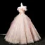 Blumenfee Rosa Perlenstickerei Pailletten Applikationen Ballkleider 2025 Ballkleid Off Shoulder Kurze Ärmel Rückenfreies Lange Festliche Kleider