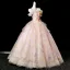 Blumenfee Rosa Perlenstickerei Pailletten Applikationen Ballkleider 2025 Ballkleid Off Shoulder Kurze Ärmel Rückenfreies Lange Festliche Kleider
