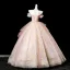 Blumenfee Rosa Perlenstickerei Pailletten Applikationen Ballkleider 2025 Ballkleid Off Shoulder Kurze Ärmel Rückenfreies Lange Festliche Kleider
