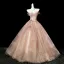 Edles Rosa Perlenstickerei Ballkleider 2025 Ballkleid Bandeau Ärmellos Rückenfreies Lange Festliche Kleider