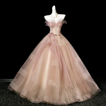 Edles Rosa Perlenstickerei Ballkleider 2025 Ballkleid Bandeau Ärmellos Rückenfreies Lange Festliche Kleider