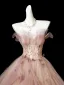 Edles Rosa Perlenstickerei Ballkleider 2025 Ballkleid Bandeau Ärmellos Rückenfreies Lange Festliche Kleider