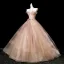 Edles Rosa Perlenstickerei Ballkleider 2025 Ballkleid Bandeau Ärmellos Rückenfreies Lange Festliche Kleider