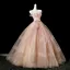 Edles Rosa Perlenstickerei Ballkleider 2025 Ballkleid Bandeau Ärmellos Rückenfreies Lange Festliche Kleider