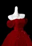 Elegant Burgundy Bow Sequins Prom Dresses 2025 Ball Gown Off-The-Shoulder Short Sleeve Backless Floor-Length / Long Formal Dresses