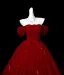 Elegant Burgundy Bow Sequins Prom Dresses 2025 Ball Gown Off-The-Shoulder Short Sleeve Backless Floor-Length / Long Formal Dresses