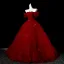 Elegant Burgundy Bow Sequins Prom Dresses 2025 Ball Gown Off-The-Shoulder Short Sleeve Backless Floor-Length / Long Formal Dresses