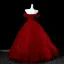 Elegant Burgundy Bow Sequins Prom Dresses 2025 Ball Gown Off-The-Shoulder Short Sleeve Backless Floor-Length / Long Formal Dresses