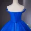 Vintage / Retro Royal Blue Beading Pearl Sequins Prom Dresses 2024 Ball Gown Off-The-Shoulder Sleeveless Backless Floor-Length / Long Prom Formal Dresses
