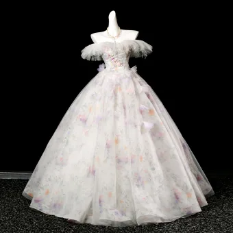 Élégant Blanche Appliques Paillettes Gland Robe De Bal 2025 Robe Boule Bustier Sans Manches Dos Nu Longue Robe De Ceremonie