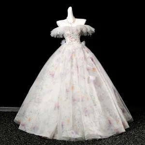 Elegantes Blanco Apliques Lentejuelas Tassel Vestidos De Gala 2025 Ball Gown Sin Tirantes Sin Mangas Sin Espalda Largos Vestidos Formales