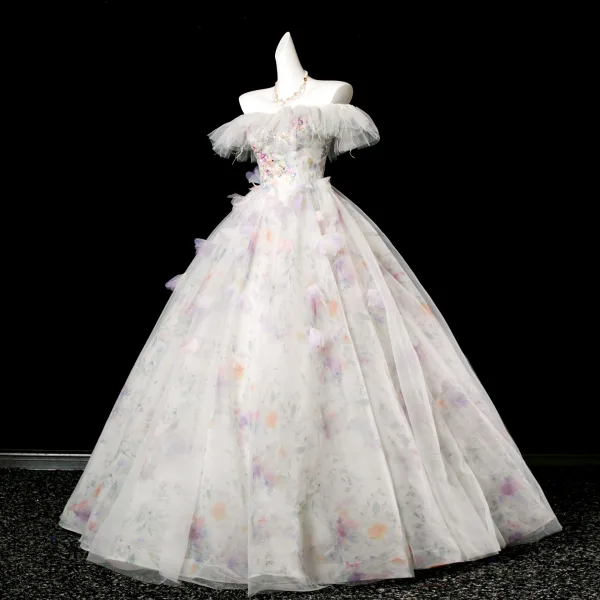 Elegante Weiß Applikationen Pailletten Quaste Ballkleider 2025 Ballkleid Bandeau Ärmellos Rückenfreies Lange Festliche Kleider