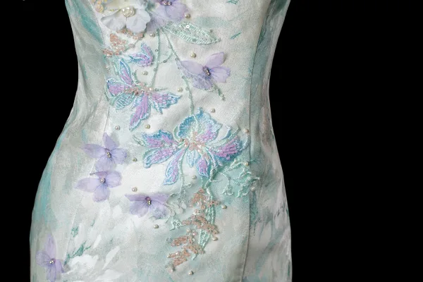 Charmant Sexy Vert Citron Perlage Paillettes En Dentelle Fleur Appliques Robe De Bal 2025 Trompette / Sirène De l'épaule Manches Courtes Dos Nu Train De Balayage