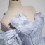 Fashion Sky Blue Prom Dresses 2023 Ball Gown Off-The-Shoulder Short Sleeve Backless Sweep Train Prom Formal Dresses