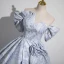 Fashion Sky Blue Prom Dresses 2023 Ball Gown Off-The-Shoulder Short Sleeve Backless Sweep Train Prom Formal Dresses
