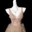 Charming Khaki Beading Sequins Cascading Ruffles Prom Dresses 2025 A-Line / Princess V-Neck Sleeveless Backless Sweep Train Formal Dresses